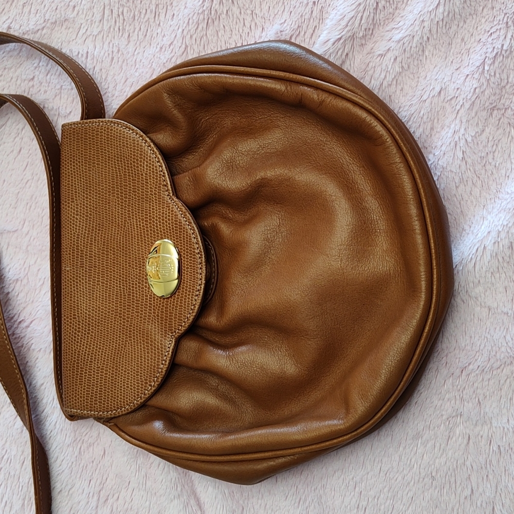 Mark Cross leather and lizard stamp embossed crossbody vintage purse